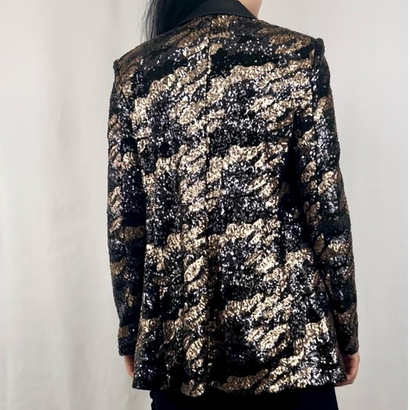 BCBG Maxazria NWOT Sequin Leopard Print Statement Faux Leather Blazer - Picture 2 of 4